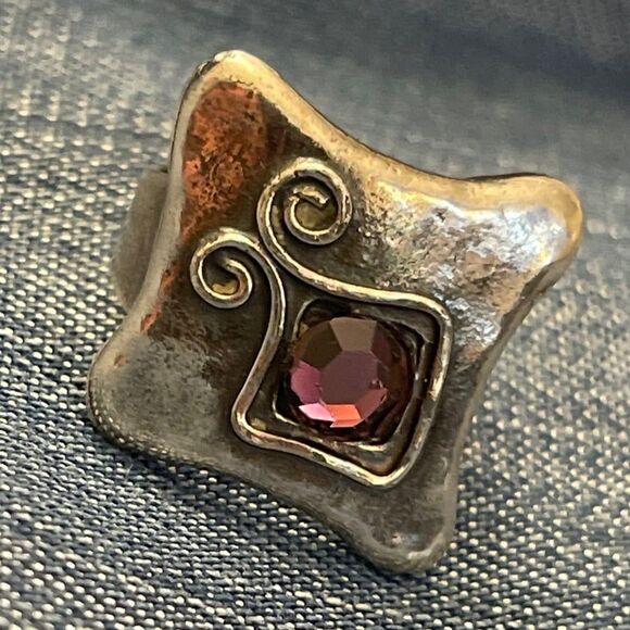 Open cuffed silver ring - Picture 1 of 2